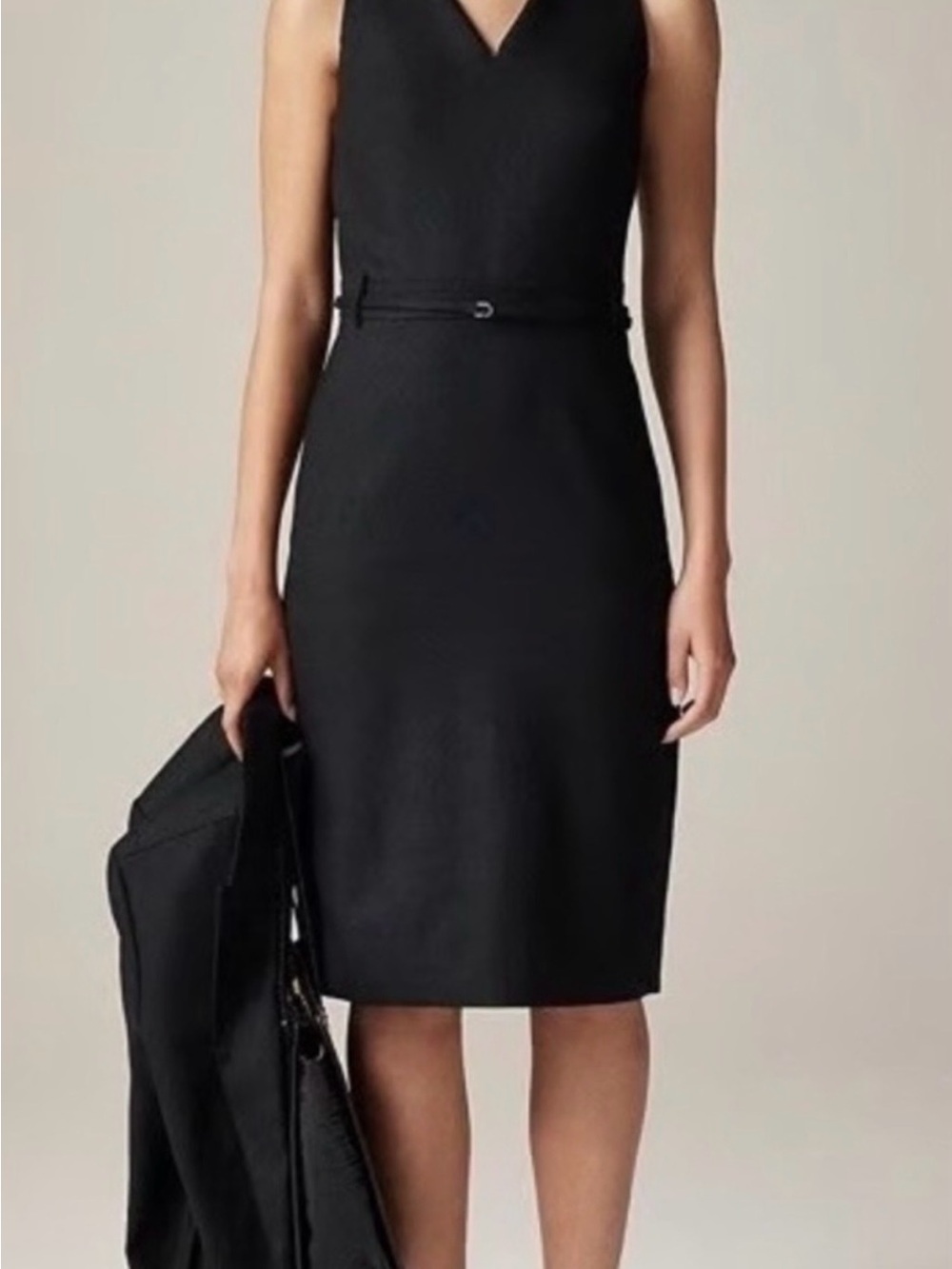 J. Crew Classic Black V-Neck Linen Sheath Dress